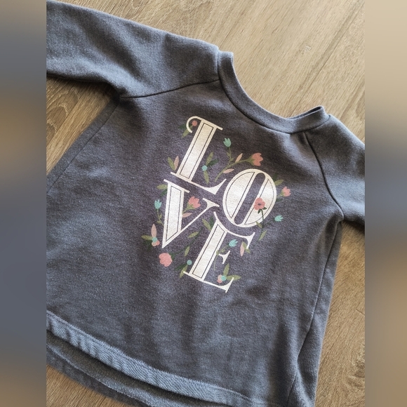 Old Navy Love Graphics Floral Print Pullover Sweatshirt Top Gray Size 0-3 Months - Picture 2 of 2